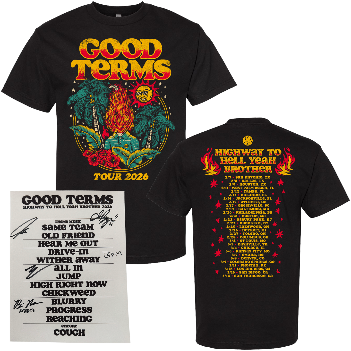 HIGHWAY TO HELL YEAH BROTHER TOUR T-SHIRT (WITH SIGNED SETLIST)