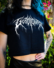 Load image into Gallery viewer, Metal Logo, Women’s Crop Top (Black Logo)
